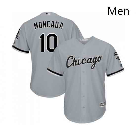 Mens Majestic Chicago White Sox 10 Yoan Moncada Replica Grey Road Cool Base MLB Jerseys